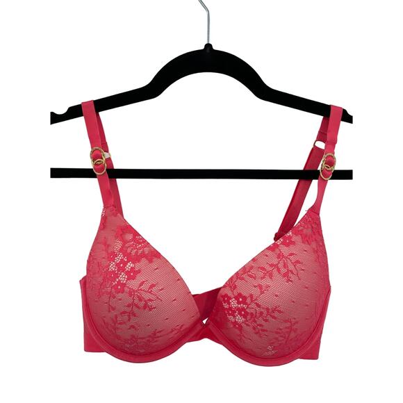 Stella McCartney Stunning Orange Floral Lace Lined Underwire Bra 32DD - Picture 1 of 8